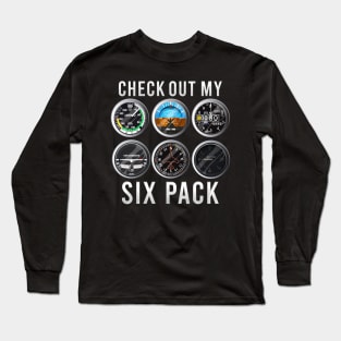 Funny Check Out My Six Pack Airplane Pilot Long Sleeve T-Shirt